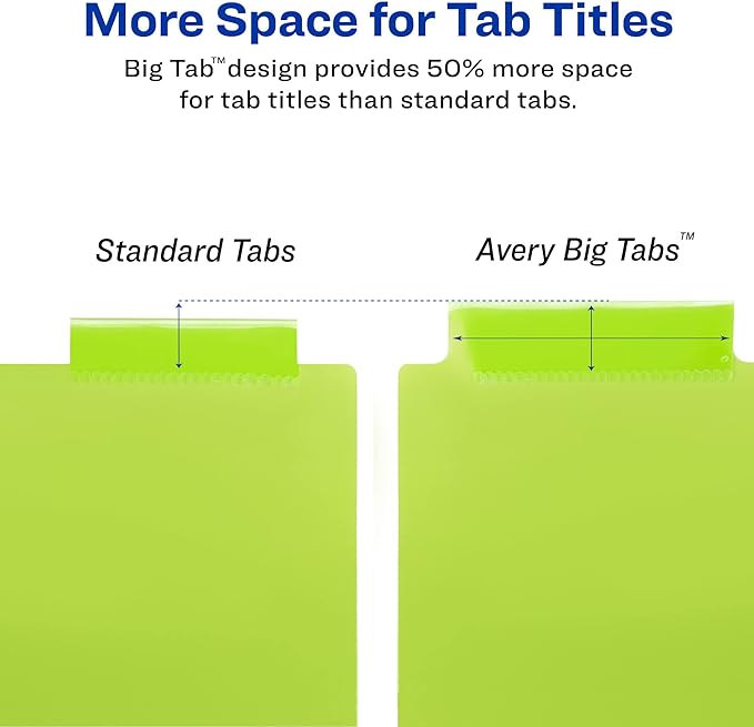 Avery Dividers for 3 Ring Binders, 8-Tab Binder Dividers, 11" x 17" Plastic Binder Dividers, Insertable Big Tabs, Multicolor, 1 Set (11179)