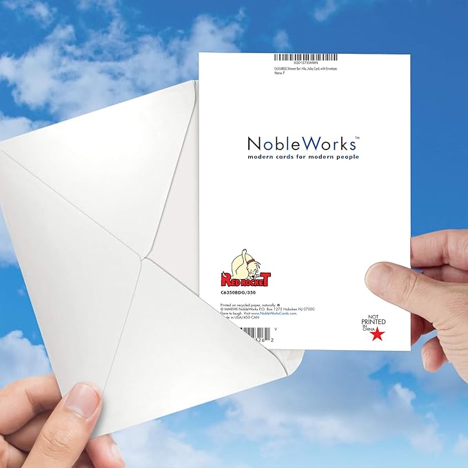 NobleWorks - Funny Happy Birthday Card with Envelope - Colorful Humor Card, Greeting Note - Shower Bar C6350BDG