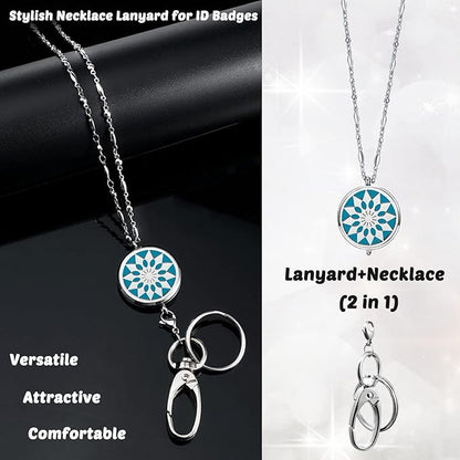 Lanyards for Women Teacher Lanyard with ID Holder Badge Lanyards for ID Badges Necklace Keychain Fashion Silver Chain Lanyard Nurse Teacher Appreciation Gift Office Work Jewelry