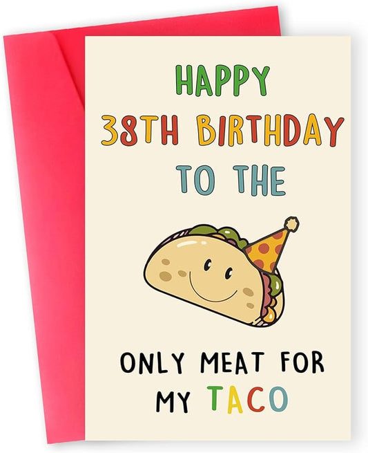 Funny 38th Birthday Gifts for Men Man, Unique 38 Years Old Birthday Decorations Gifts for Husband Boyfriend, Happy 38th Bday Card for Him, Taco 38 Mens Bday Ideas from Wife Girlfriend