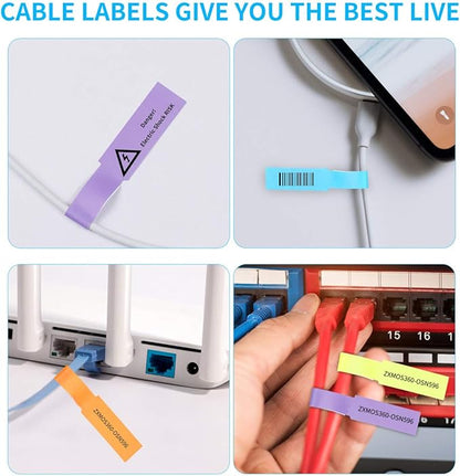 White Cable Labels, 300 Premium Wire Label Tags for Electronics, Printable Cord Labeling Tags for Ethernet and Network, Write on Labels for Cable Management