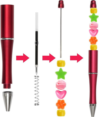 jiebor 20Pcs Beadable Pens Plastic Bead Ballpoint Pens Bulk with 50Pcs Black Ink Cute Cool Diy Pens for Journaling Women Teacher Graduation Christmas Gift Office School Supplies