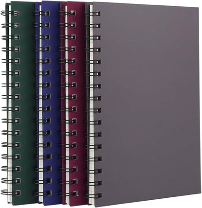 Spiral Notebook Journal,4 Pack A5 Hardcover Spiral Notebooks,5.7" x 8.5",160 Pages,100gsm Paper,College Ruled Journals for Study and Notes (Red, Green,Blue,Grey)