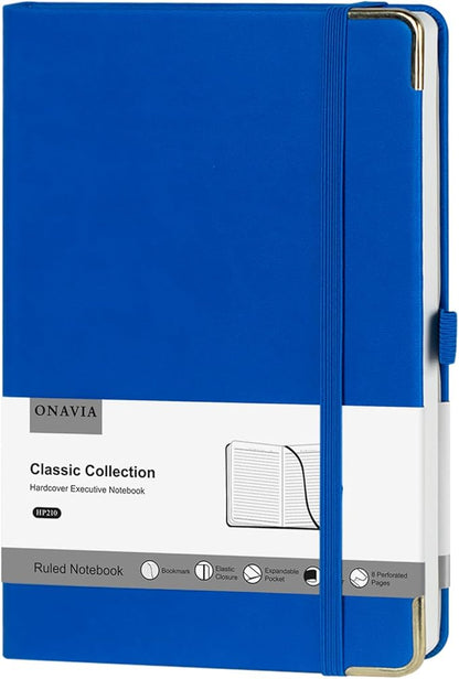 A5 Lined Journal Notebook - 100 GSM Thick Paper, Hardcover Journaling Notebook for Writing, Work, Travel, School, College Ruled Journal for Women Men, PU Leather Note Book,5.5”x8.3”- Klein Blue