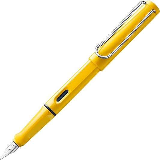 LAMY safari yellow - Fountain Pen with ergonomic grip & polished steel nib in size F - ideal for any Writing & Calligraphy - including LAMY T 10 blue cartridge - Right-Handed