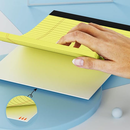 Legal Pads 5 x 8 inch - 8 Pack Yellow Note Pads, 30 Sheets per Notepad, College Ruled Legal Pads, Pads of Paper Writing Pad - Ideal for Office, School or Home Use