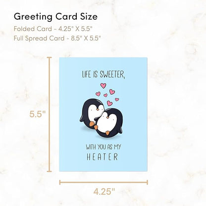 ALY LOU Anniversary Card, Her Him/Girlfriend Wife/Husband Boyfriend, Friendship Thank You Birthday Kawaii Greeting Card (Life Is Sweeter With You As My Heater)