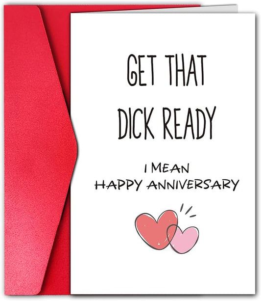 Hilarious Anniversary Card for Husband, Happy Anniversary Card Gift, One Year Cardstock for Boyfriend, (Get that Ready)