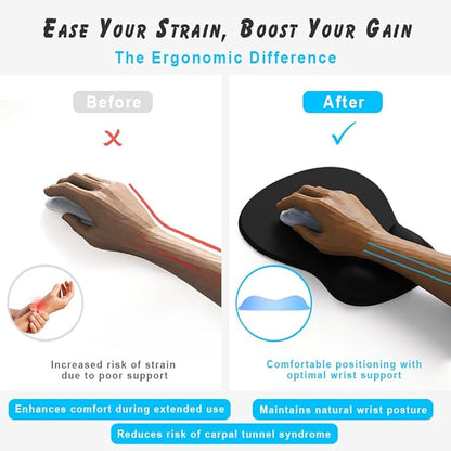 ErgoComfort Gel Wrist Rest Mouse Pad-Ergonomic Office Mousepad with Wrist Support-Non-Slip, Design Desk Accessories Mat for Home&Game Decor (09PinkSerenity Set)