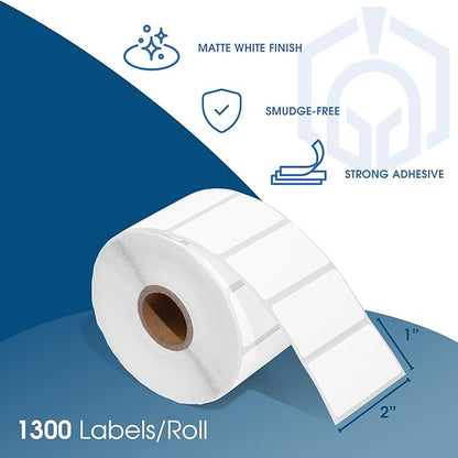 Spartan Industrial - 2" X 1” Direct Thermal Labels, Perforated UPC Barcode FBA Labels, Compatible with Rollo & Zebra Desktop Printers - 10 Rolls, 1300/Roll