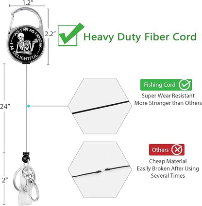 Funny Nurse Badge Reel Retractable Heavy Duty with 360°Swivel Carabiner Clip, Sarcastic Xray ID Badge Holder Retractable, Nurse Teacher ID Card Holder Retractable Keychain Skeleton Name Badge Clip