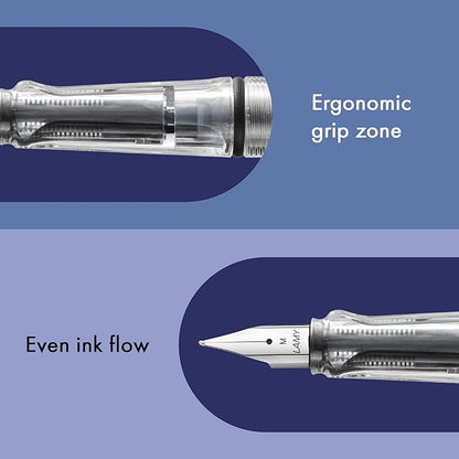 LAMY safari vista - Fountain Pen with ergonomic grip & polished Left-Handed steel nib (LH) in size M - ideal for any Writing & Calligraphy - including LAMY T 10 blue cartridge