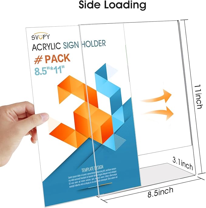 3 Pack 8.5 x 11 Acrylic Sign Stand Holders - 8.5 x 11 Inches Clear Plastic Table Paper Display Stand, Suit for Displaying Posters, Picture, Flyers, Menu