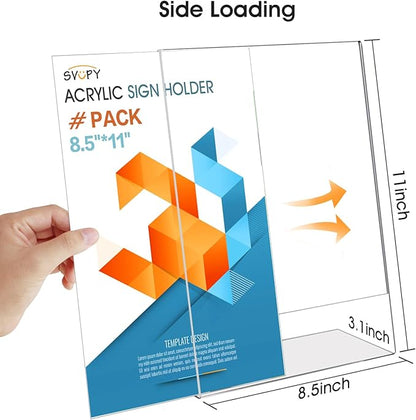 3 Pack 8.5 x 11 Acrylic Sign Stand Holders - 8.5 x 11 Inches Clear Plastic Table Paper Display Stand, Suit for Displaying Posters, Picture, Flyers, Menu