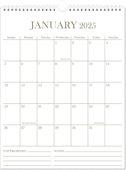 2025 Wall Calendar - 18 Months Calendar from January 2025 - June 2026, Calendar 2025-2026 with Thick Paper, 8.5" x 11", Vertical Calendar, Golden