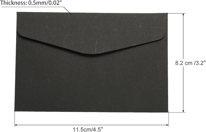PATIKIL Mini Envelopes, 100 Pack Paper Blank Small Items Storage Business Card Holder for Greeting Note Party, Black