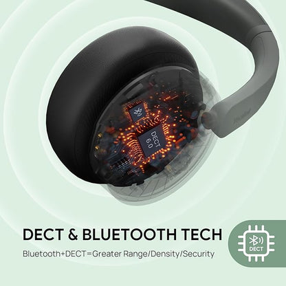 Yealink WH64 Hybrid with DECT Dongle & Charging Stand, 492ft Range,26 Talk Time Bluetooth Headset for Teams, Zoom Skype UC Certified, Noise Cancelling Headset with 3X Mic, Work Headset for PC Phone