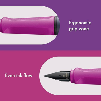 LAMY safari pink cliff - Fountain Pen with ergonomic grip & polished steel nib in size EF - ideal for any Writing & Calligraphy - including LAMY T 10 blue cartridge - Right-Handed