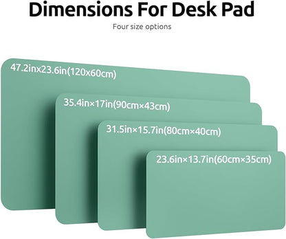 YSAGi Leather Desk Protector, Office Mat, Large Mouse Mat, Non-Slip PU Leather Blotter, Laptop Desk, Waterproof Writing Pad for Office and Home (Green-Blue, 35.4" x 17")