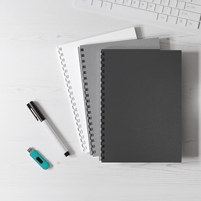 Binditek 10 Pack 20 Mil Sand-Textured Polycover - Super Heavyweight for Business Reports and Proposals - Lightly Textured Sand Finish - with Square Corners, Un-Punched, Black Color, Office Supplies