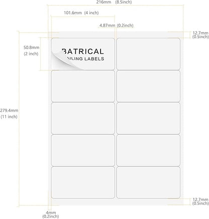 2"×4" shipping labels 300 labels sticker paper for Laser/Ink Jet Printer mailing labels 8.5"×11" white 10 per sheet