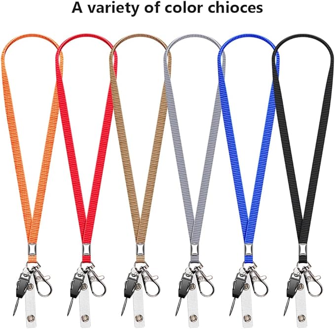 60 Pack Neck Lanyard with ID Badge Holder, Office Strap Bulk Lanyards, Stainless Metal Swivel Hook for Name Tag, Badge Holders, Keychains, Card, Blue