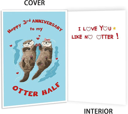 Happy 3rd Anniversary Card Gift for Husband,Wife,Romantic Third Anniversary Card for Boyfriend or Girlfriend,Lovely Three Year Wedding Anniversary Card for Women Men Him Her