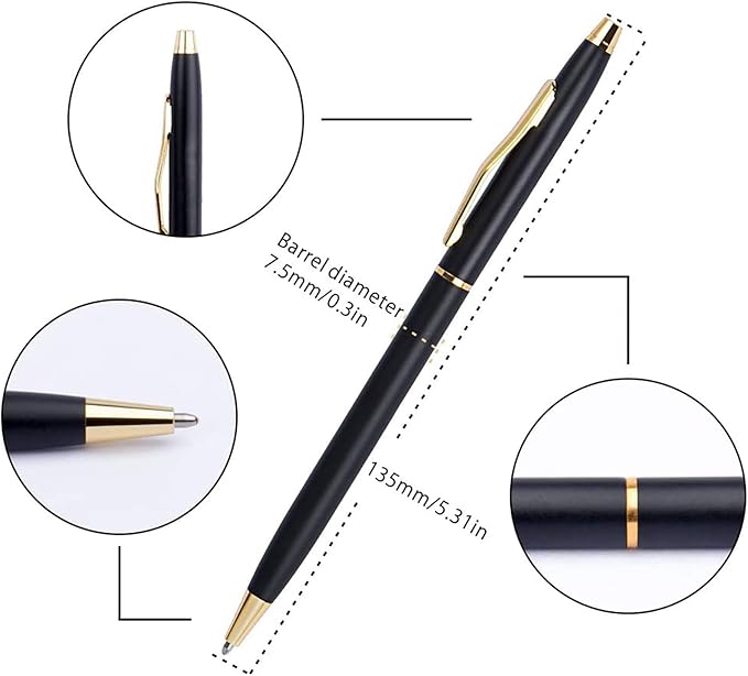 Cambond Black Pens Ballpoint Pens - Black Ink Bulk Pens 1.0 mm Medium Point Smooth Writing Office Pens for Men Women Police Uniform Office Business, 10 Pack (Black)