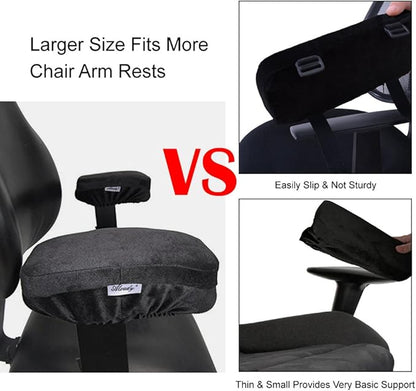 Aloudy Ergonomic Memory Foam Office Chair Armrest Pads, Comfy Gaming Chair Arm Rest Covers for Elbows and Forearms Pressure Relief(Set of 2), Stretch Fit, Black