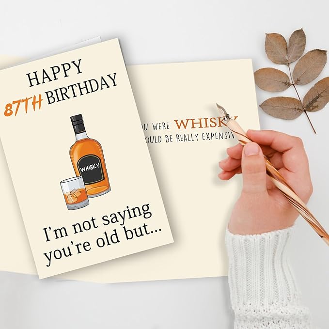 Funny Whiskey 87th Birthday Card, 87th Birthday Gifts for Men Women, Unique 87th Birthday Decorations for Husband Wife, Best 87 Year Old Birthday Card Gifts for Grandpa Grandma
