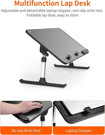 Laptop Desk for Bed, SAIJI Lap Desks Bed Trays for Eating Writing, Adjustable Computer Laptop Stand, Foldable Lap Table in Sofa and Couch (23.6 x 13,Black)