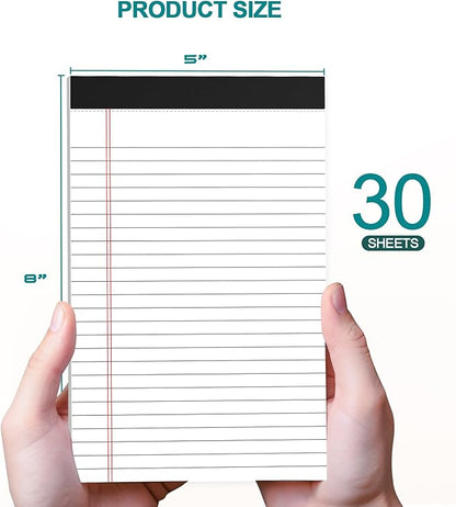 Small Legal Pads 5x8 White Note Pads 5x8 Writing Pads, College Ruled Legal Notepads 5x8, Lined Pads of Paper White Paper Pads 5x8 for School, Home, Office, Business- 12 Pads/Pack, 30 Sheets/Pad