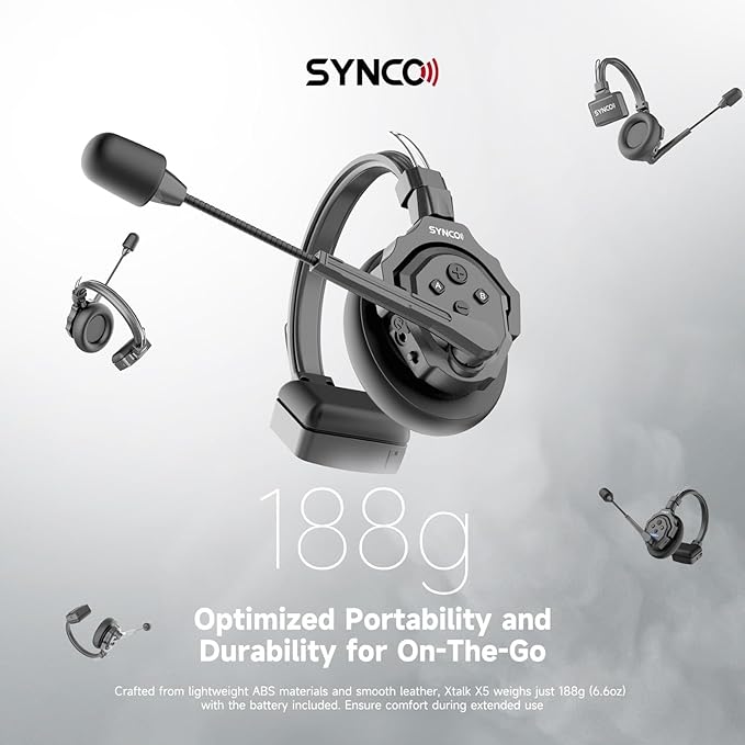 EACHSHOT SYNCO XTalk X5 2.4GHz Wireless Headset Intercom System Random Master Device 350m Operating Range for Movie Shoot Live Show Stage Performance Real-time Monitoring (5Pcs)