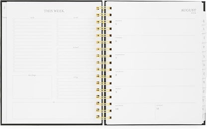 2024-2025 Sugar Paper Academic Signature Spiral Planner, Black, Monthly and Weekly Planning