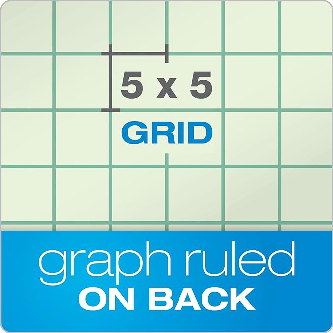 TOPS Engineering Notebooks, Graph Notebooks, 3 Pk Quad Ruled Pad, 8-1/2" x 11", Glue, 5 x 5 Graph Rule on Back, Green Tint Paper, 3-Hole Punched, 100 Sheets per Pad (35507A)