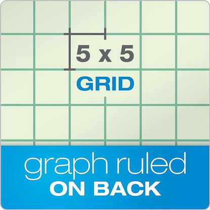 TOPS Engineering Notebooks, Graph Notebooks, 3 Pk Quad Ruled Pad, 8-1/2" x 11", Glue, 5 x 5 Graph Rule on Back, Green Tint Paper, 3-Hole Punched, 100 Sheets per Pad (35507A)