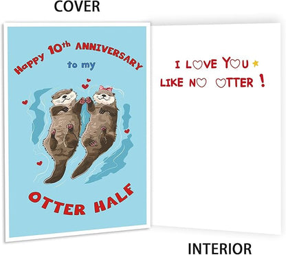 Happy 10th Anniversary Card Gift for Husband,Wife,Romantic Tenth Anniversary Card for Boyfriend or Girlfriend,Lovely Ten Year Wedding Anniversary Card for Women Men Him Her