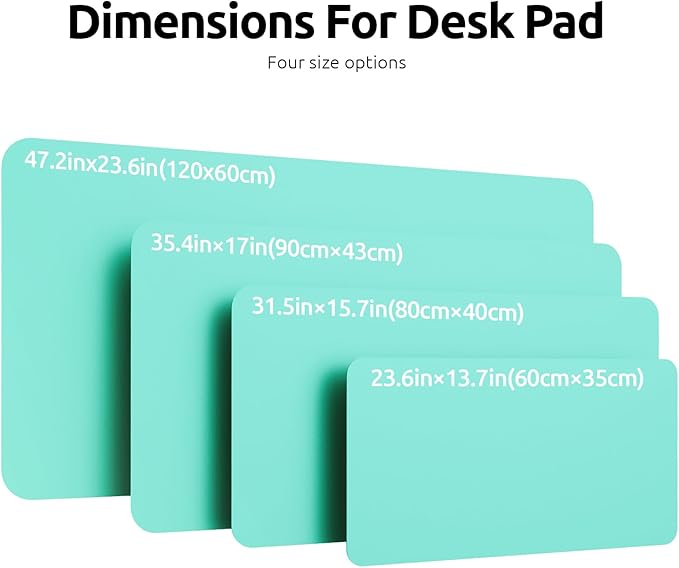 YSAGi Leather Desk Protector, Office Mat, Large Mouse Pad, Non-Slip PU Leather Blotter, Laptop Desk, Waterproof Writing Pad for Office and Home (Calamine Blue, 35.4" x 17")