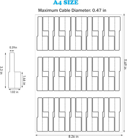 White Cable Labels, 300 Premium Wire Label Tags for Electronics, Printable Cord Labeling Tags for Ethernet and Network, Write on Labels for Cable Management