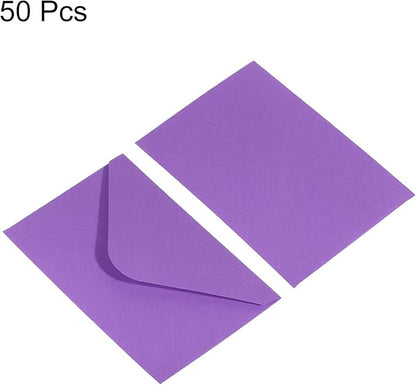 PATIKIL Mini Envelopes, 50 Pack Gift Cards Business Cards Envelope for Invitation Graduation, Purple