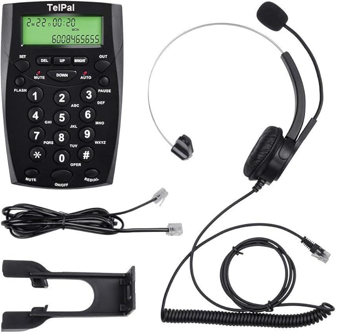 TelPal Corded Call Center Headset Telephone with Dialpad & Monoral Noise Cancelling Headphone HA0021, Wired Analog Home & OfficeTelephone Set Landline