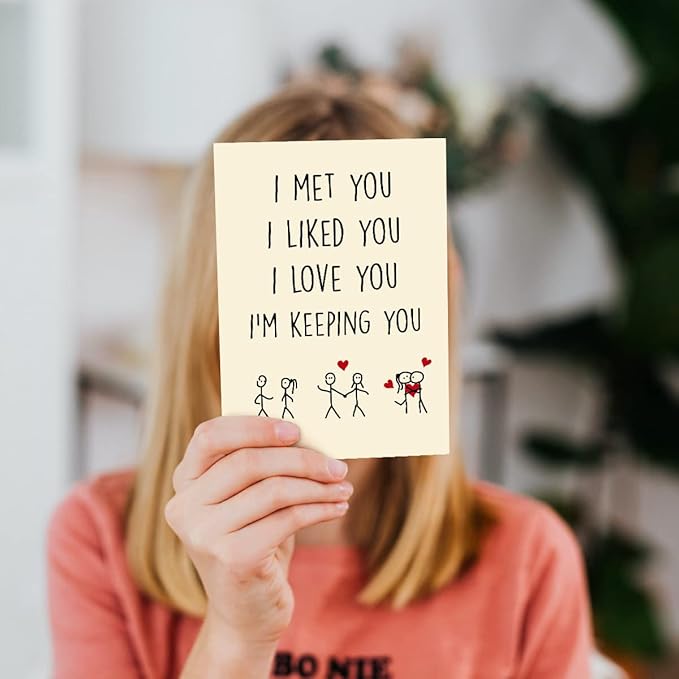 Cheerin Anniversary Day Cards for Him and Her - Romantic Greeting Card with Envelope - Sweet Birthday Card for Husband Wife Girlfriend Boyfriend