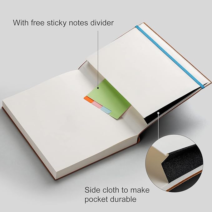 AHGXG Thick Notebooks - B5 Large Lined Journal for Women, 320 Numbered Pages Notebooks College Ruled, 100gsm Thick Paper, Leather Softcover, 7.6'' X 10''- LightBlue