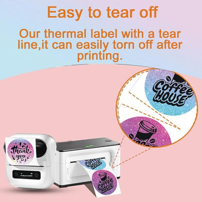 1.18×1.18 Round Thermal Labels, Round Thermal Sticker Labels for Business and Home, Thermal Printer Labels for DIY Logo Design, Thanks Card, 200 Labels for Printer 30mmx 30mm