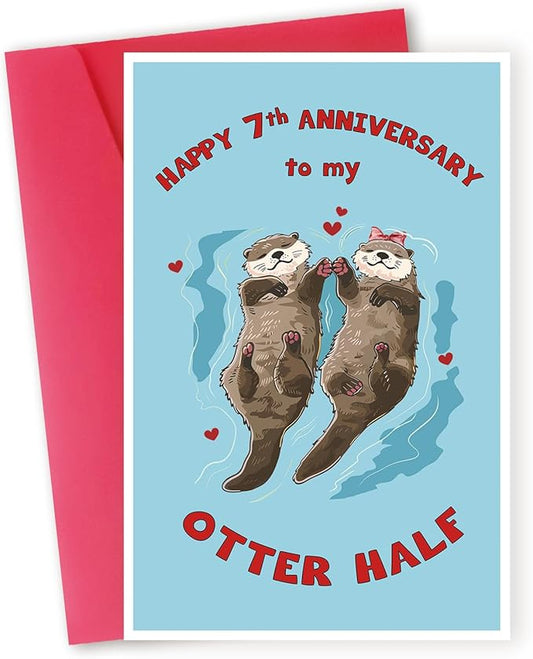 Funny 7th Anniversary Card for Husband Wife,Sweet 7th Wedding Anniversary Card for Couple Boyfriend Girlfriend,7 Year Anniversary Card Gift Idea