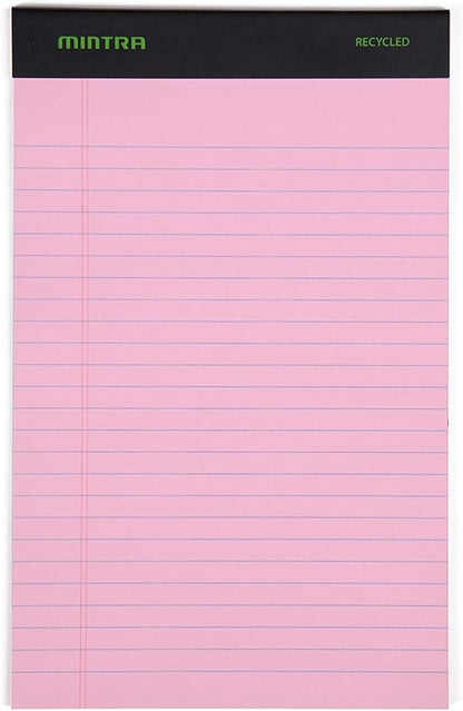 Mintra Office Recycled Writing Pads 6pk (Pastel, Junior (5in x 8in)) - 50 Sheets per Notepad, Micro perforated, Legal Pad, Notebook Paper for School, College, Office, Business