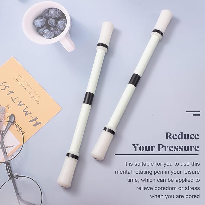 Outus 2 Pieces Spinning Pen Rolling Finger Rotating Gaming Trick Pen Mod with Tutorial No Refill Stress Releasing Brain Training Toys for Adults Office Supplies(White and Black)