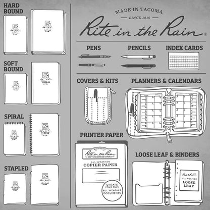 Rite In The Rain Weatherproof Top Spiral Notebooks, 3" x 5", Tan Cover, 3 Pack (No. 935T-3)