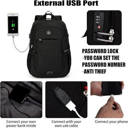 SHRRADOO Anti Theft Laptop Backpack Travel Backpacks with usb Charging Port for Women Men College High School Computer Backpack Bag Fits 16.3 Inch Laptop