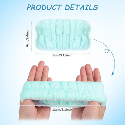 Chuangdi 4 Pairs Wrist Bands for Washing Face Wrist Spa Microfiber Wash Towel Band Scrunchies Absorbent Wristbands Sweatband for Women Prevent Liquid from Spilling